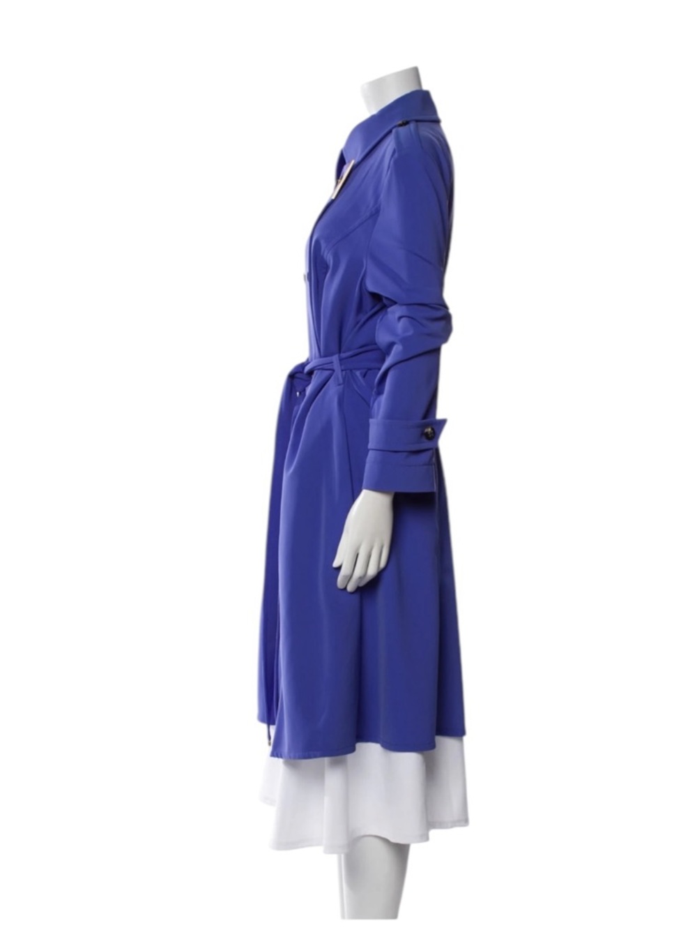 🎉𝐇𝐎𝐒𝐓 𝐏𝐈𝐂𝐊🎉𝐄𝐒𝐂𝐀𝐃𝐀 Periwinkle Belted Trench Coat Luxe Stretch - Picture 11 of 12
